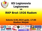 Palakt informujący o meczu piłki nożnej KS Legionovia Legionowo - RKP Bróń 1926 Radom